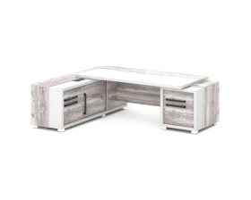 Стол с тумбой и греденцией (беспроводная зарядка, 2xUSB, розетка) 2470х2016х750 Грейс / Grace images