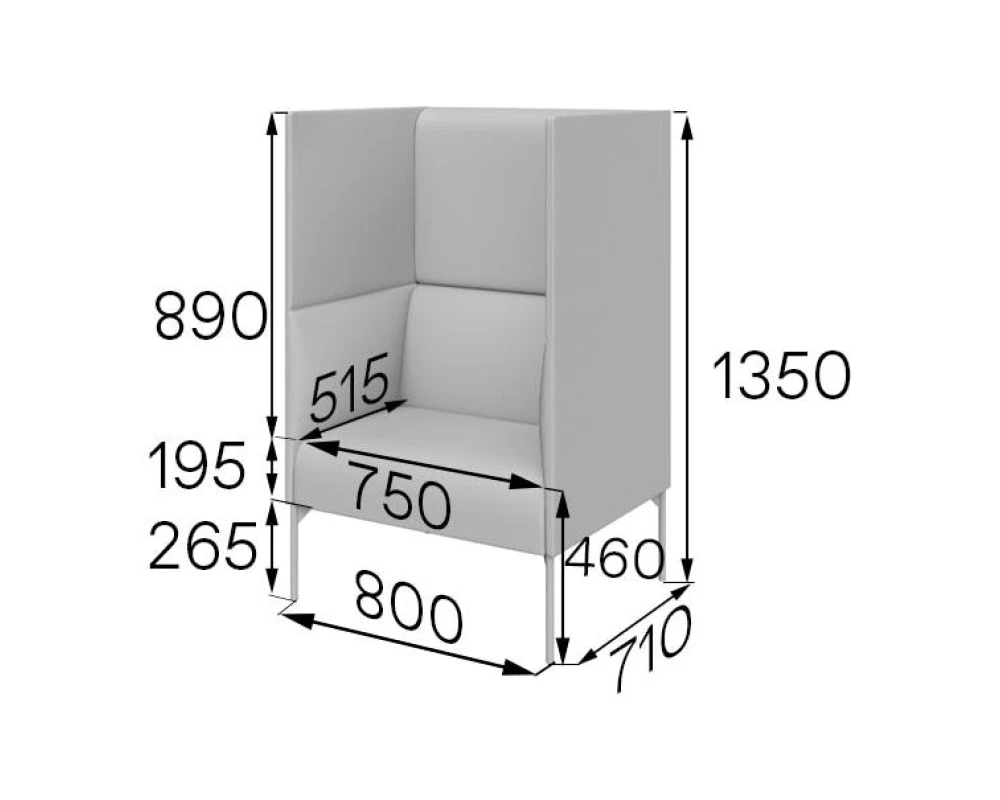 Кресло высокое Brd1H-2-800 Бридж MVK