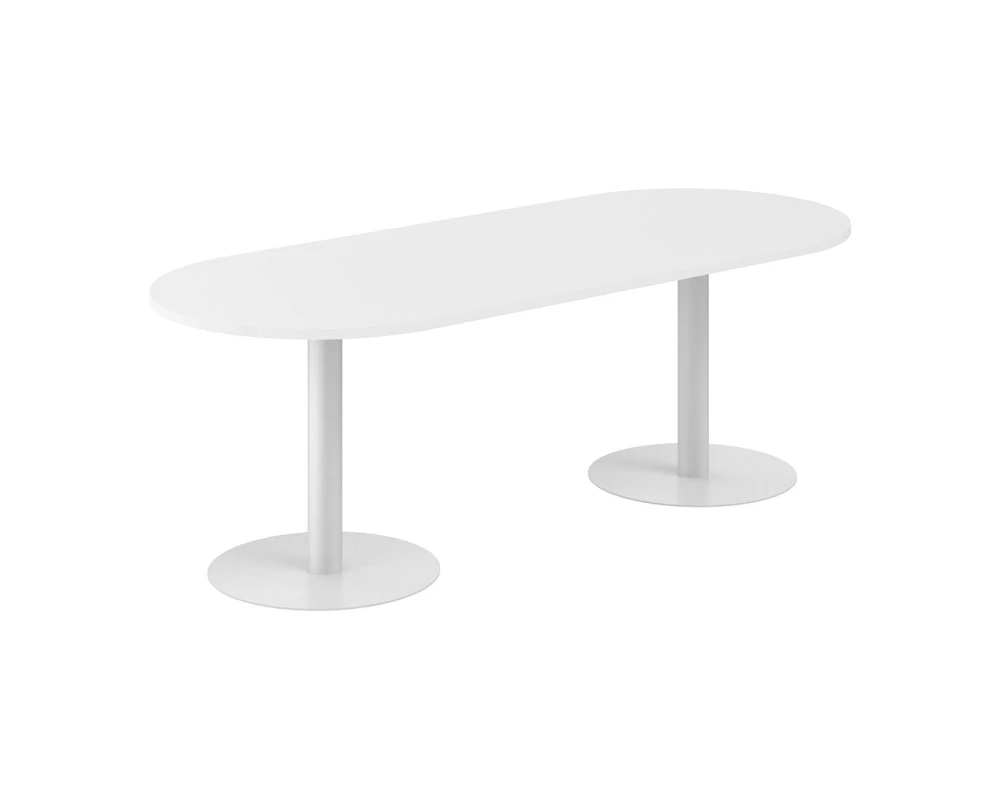 Стол переговорный овальный 2200х900х750 Сигма / Sigma Белый/Серебрянный металлик