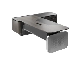 Стол руководителя на опорной сервисной тумбе - правый 2480x2240x750-1150 Atlas (Sun) images